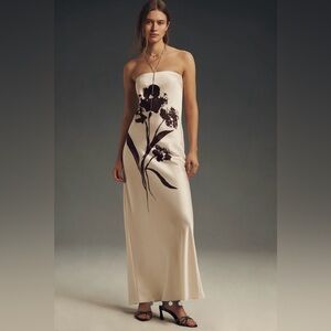 The Fleur Strapless Satin Maxi Slip Dress